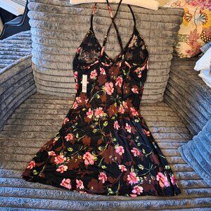 Adore Me Laylani Floral Black Slip (M) (Sold Out)